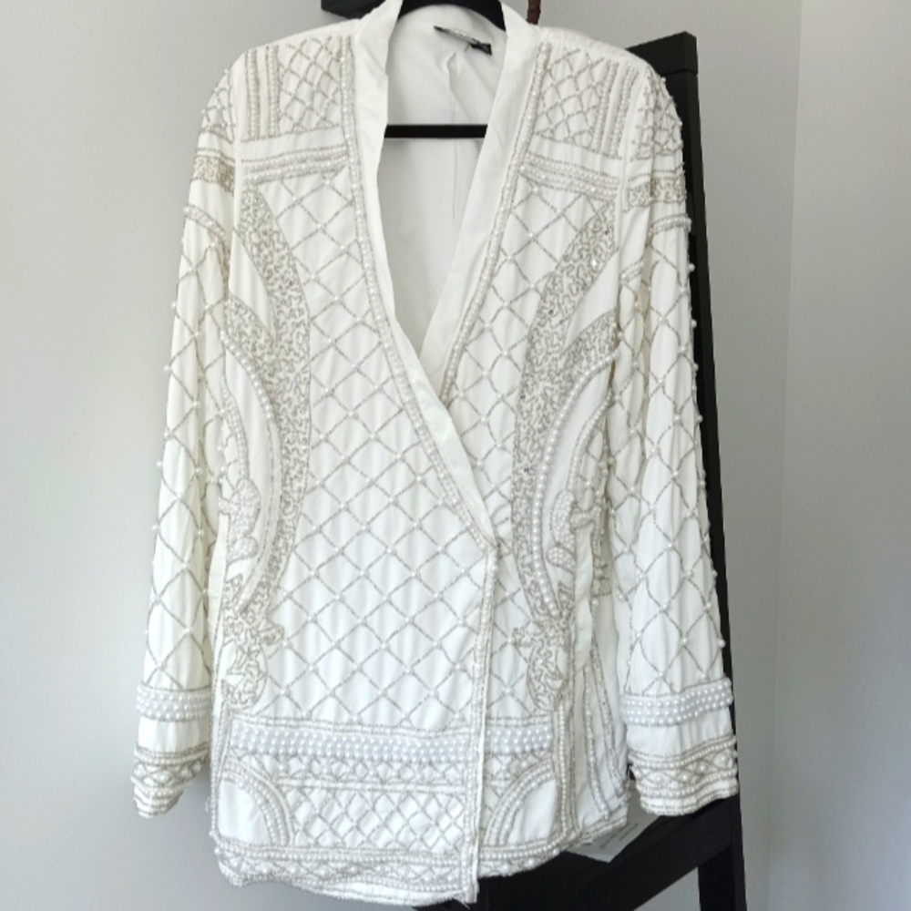 Elegant White Embellished Jacket